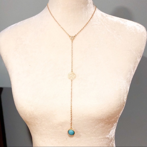 Jewelry - NWT Long Y Necklace Turquoise